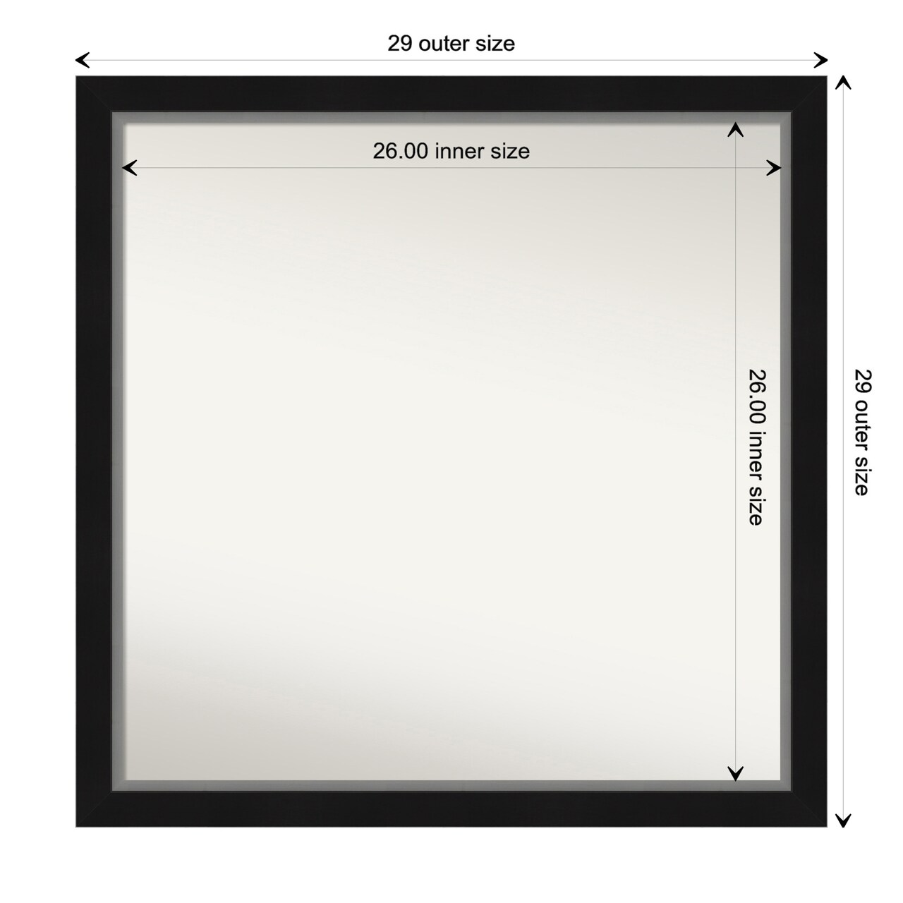 Amanti Art Non-Beveled Wall Mirror, Eva Black Silver Narrow Frame